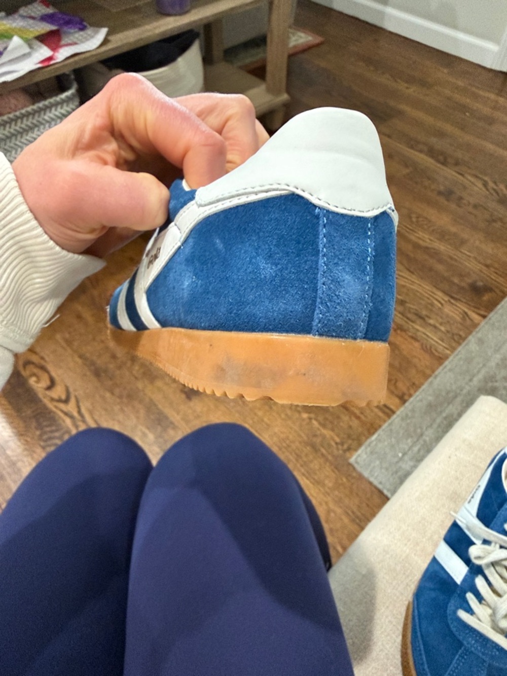Gola Blue Suede Sneakers with White Stripes - Picture 7 of 8